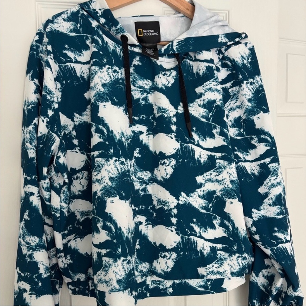 National Geographic Teal/White Windbreaker Hoodie